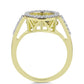 Anillo de Plata Bañada en Oro con Diamante azul danzante y Topacio Blanco