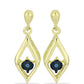 Pendientes de Plata Bañada en Oro con Diamante azul danzante