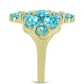 Anillo de Plata Bañada en Oro con Cuarzo Paraiba y Topacio Blanco