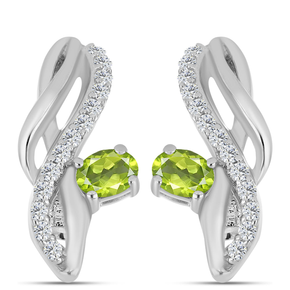 Pendientes de Plata con Peridoto de Changbai y Topacio Blanco 1 