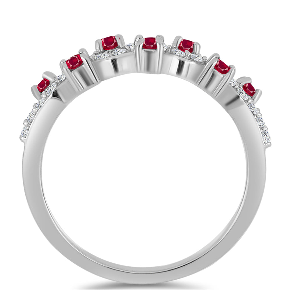 Anillo de Plata con Rubí de Madagascar y Topacio Blanco 2 