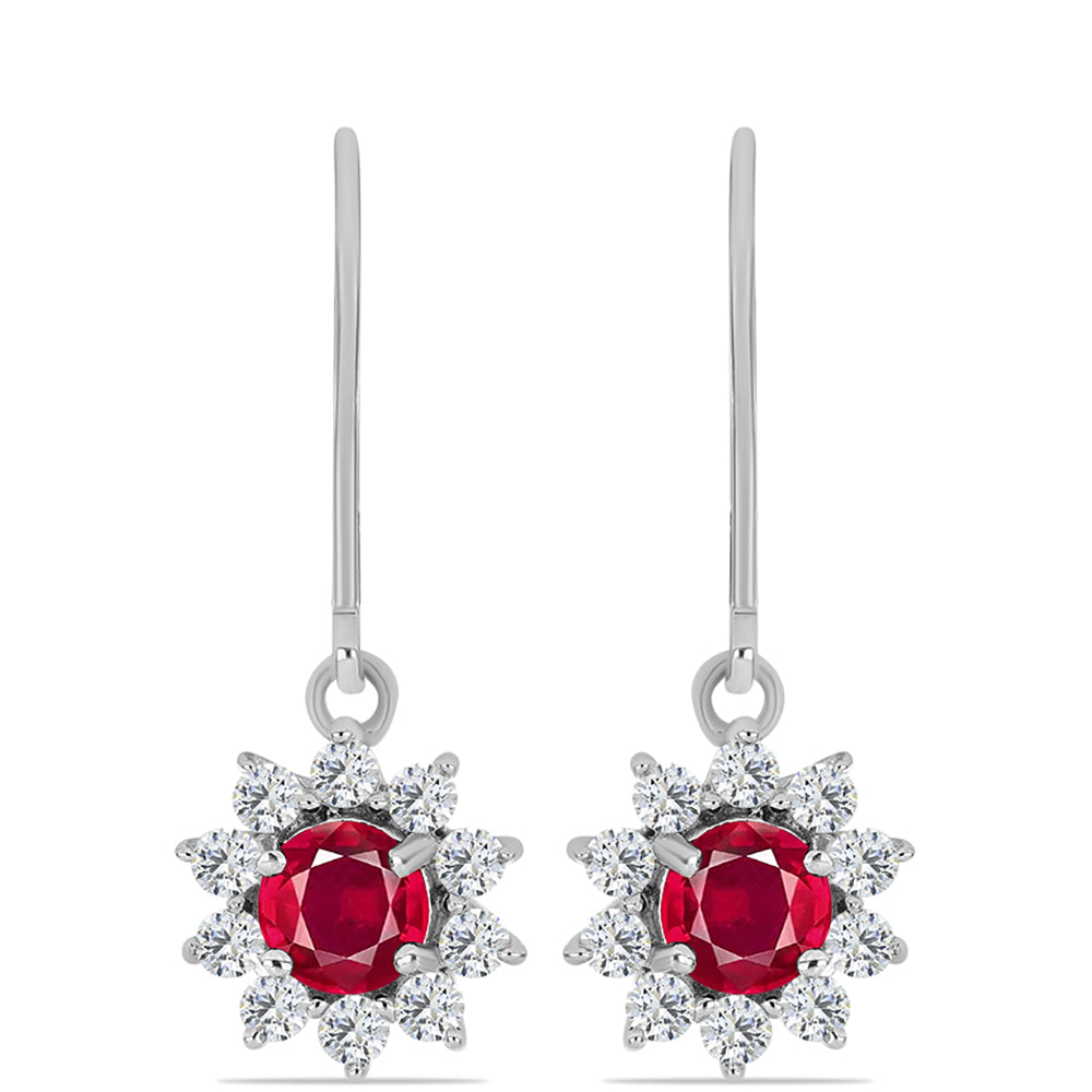 Pendientes de Plata con Rubí de Madagascar y Topacio Blanco 3 