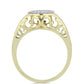 Anillo de Plata Bañada en Oro con Diamante azul danzante y Topacio Blanco