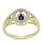 Anillo de Plata Bañada en Oro con Diamante azul danzante y Topacio Blanco