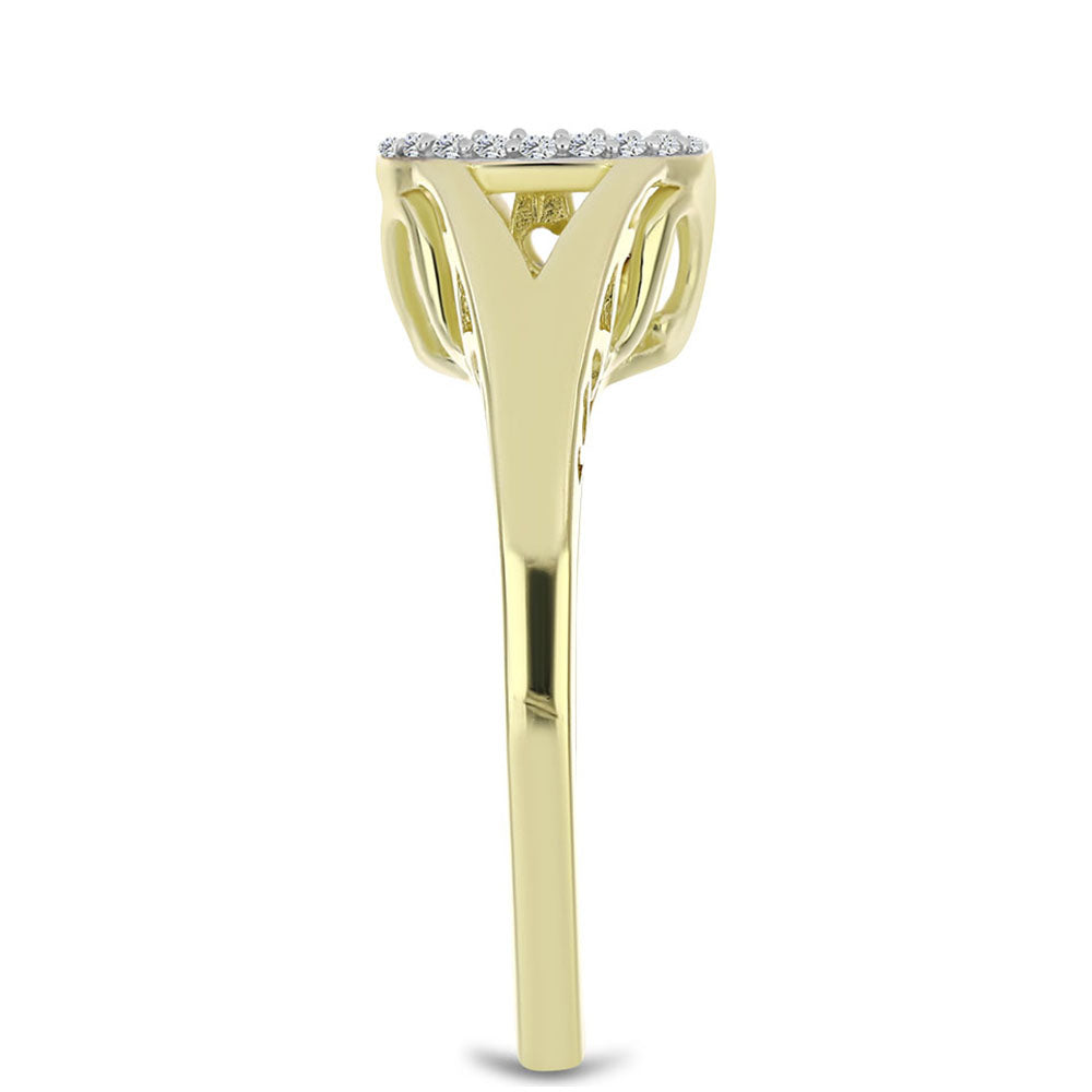 Anillo de Plata Bañada en Oro con Diamante azul danzante y Topacio Blanco 4 