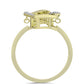 Anillo de Plata Bañada en Oro con Diamante azul danzante y Topacio Blanco