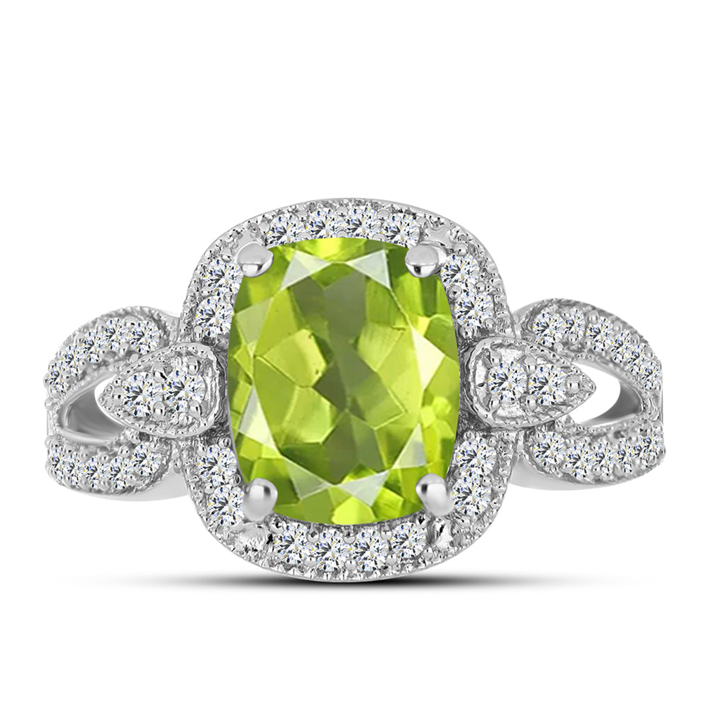 Anillo de Plata con Peridoto de Changbai y Topacio Blanco 1 