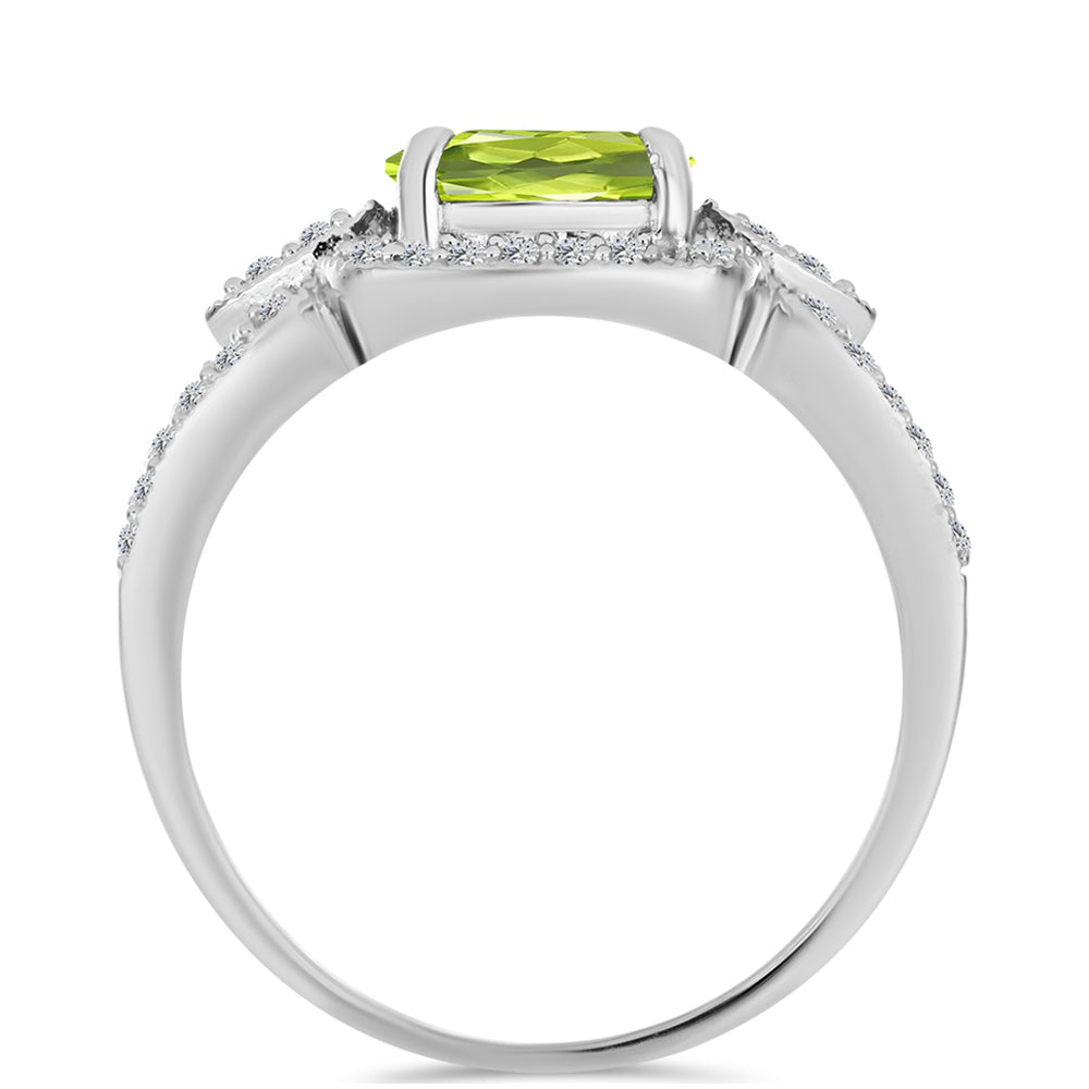 Anillo de Plata con Peridoto de Changbai y Topacio Blanco