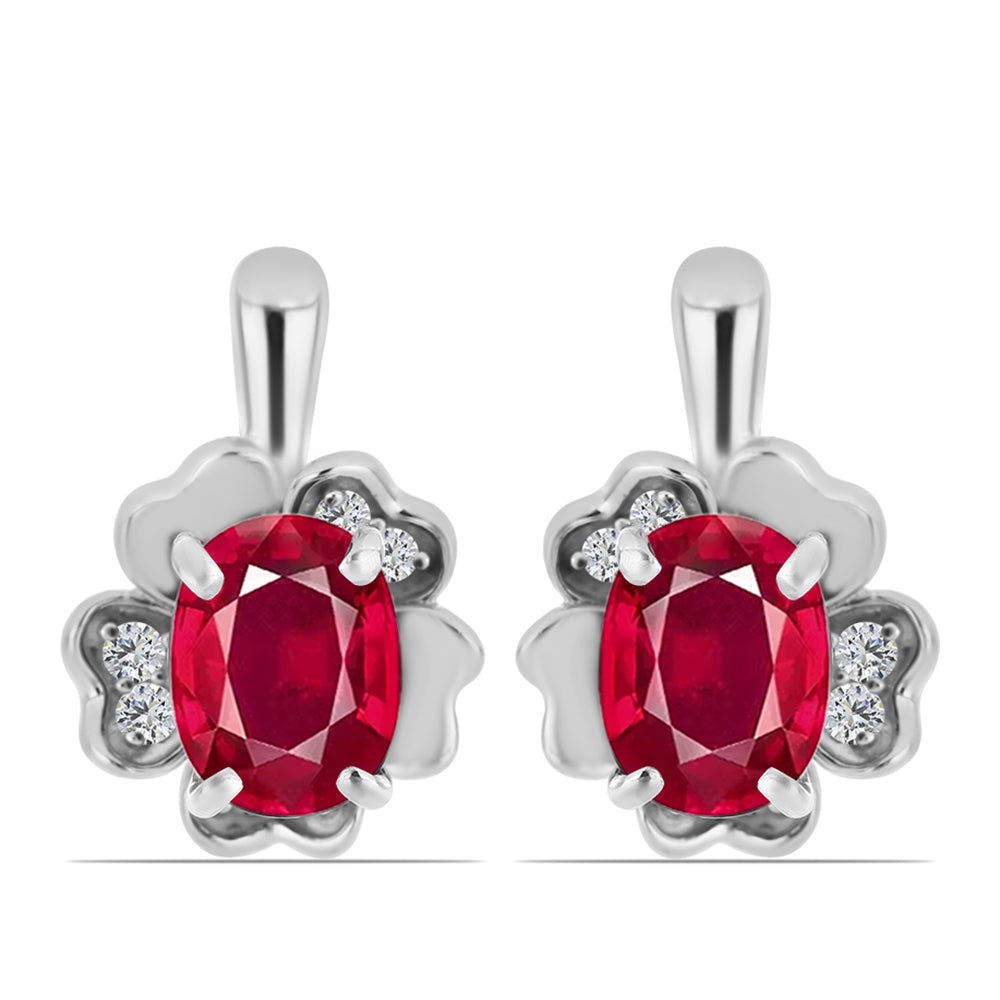 Pendientes de Plata con Rubí de Madagascar y Topacio Blanco