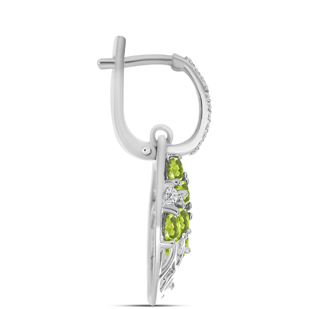 Pendientes de Plata con Peridoto de Changbai y Topacio Blanco 2 