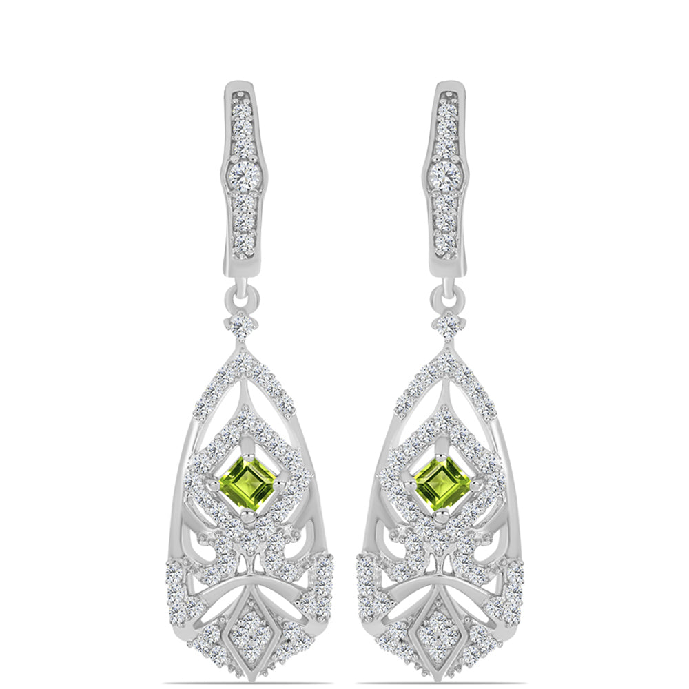 Pendientes de Plata con Peridoto de Changbai y Topacio Blanco 1 