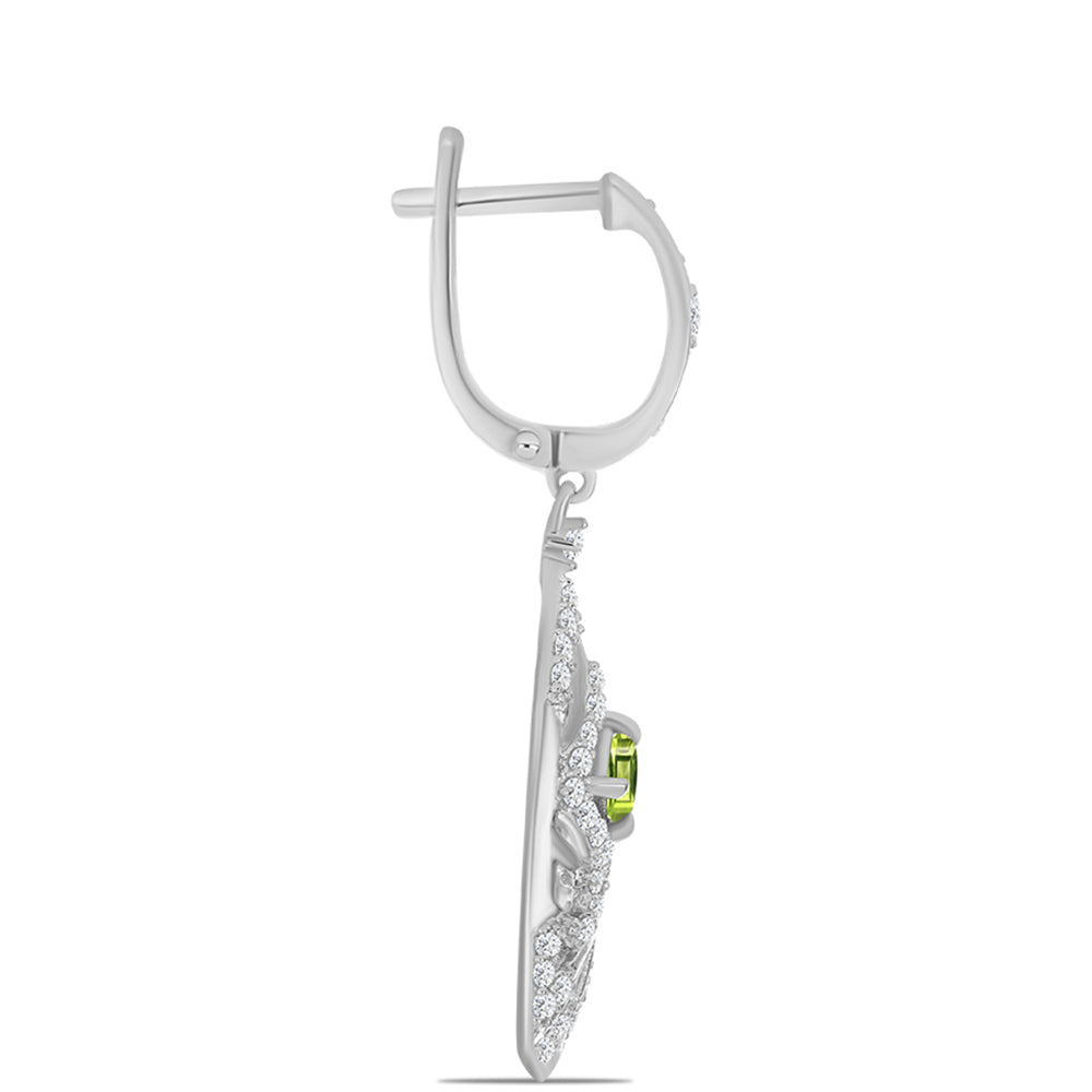 Pendientes de Plata con Peridoto de Changbai y Topacio Blanco 2 