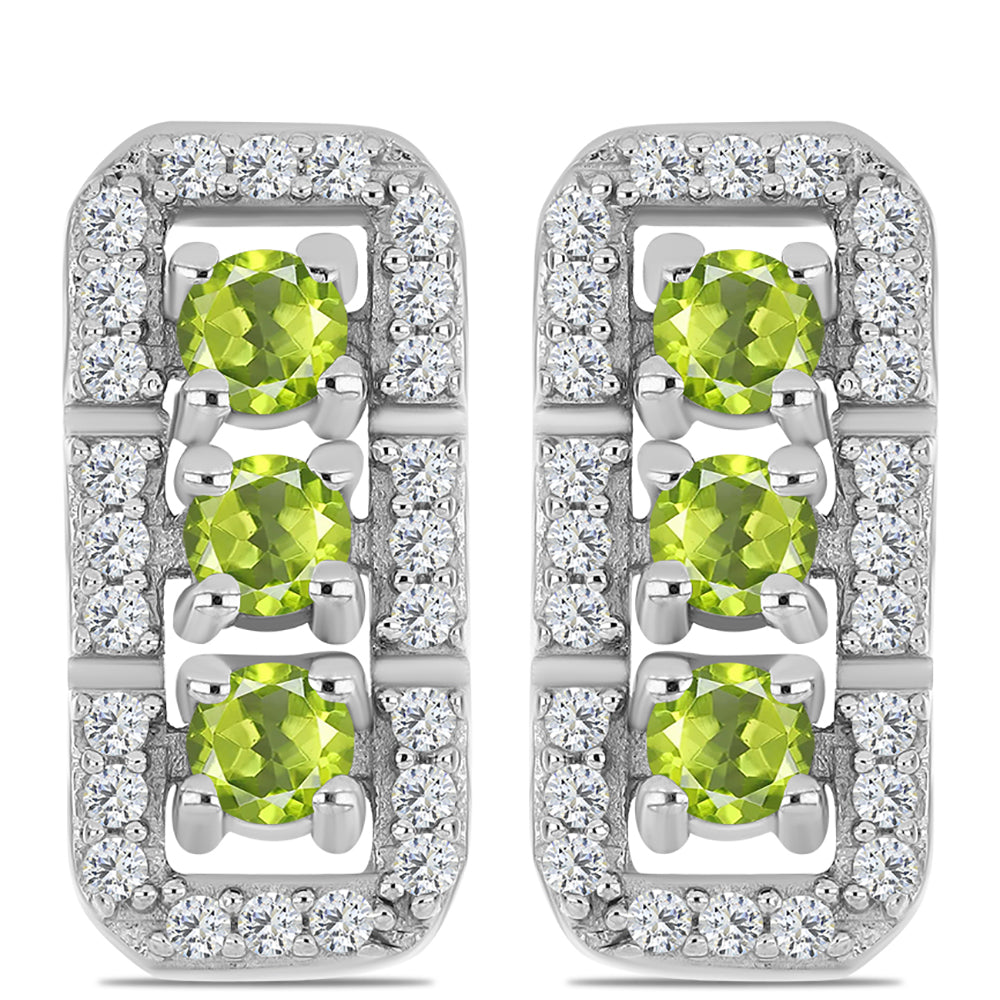 Pendientes de Plata con Peridoto de Changbai y Topacio Blanco 1 
