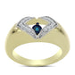 Anillo de Plata Bañada en Oro con Diamante azul danzante y Topacio Blanco