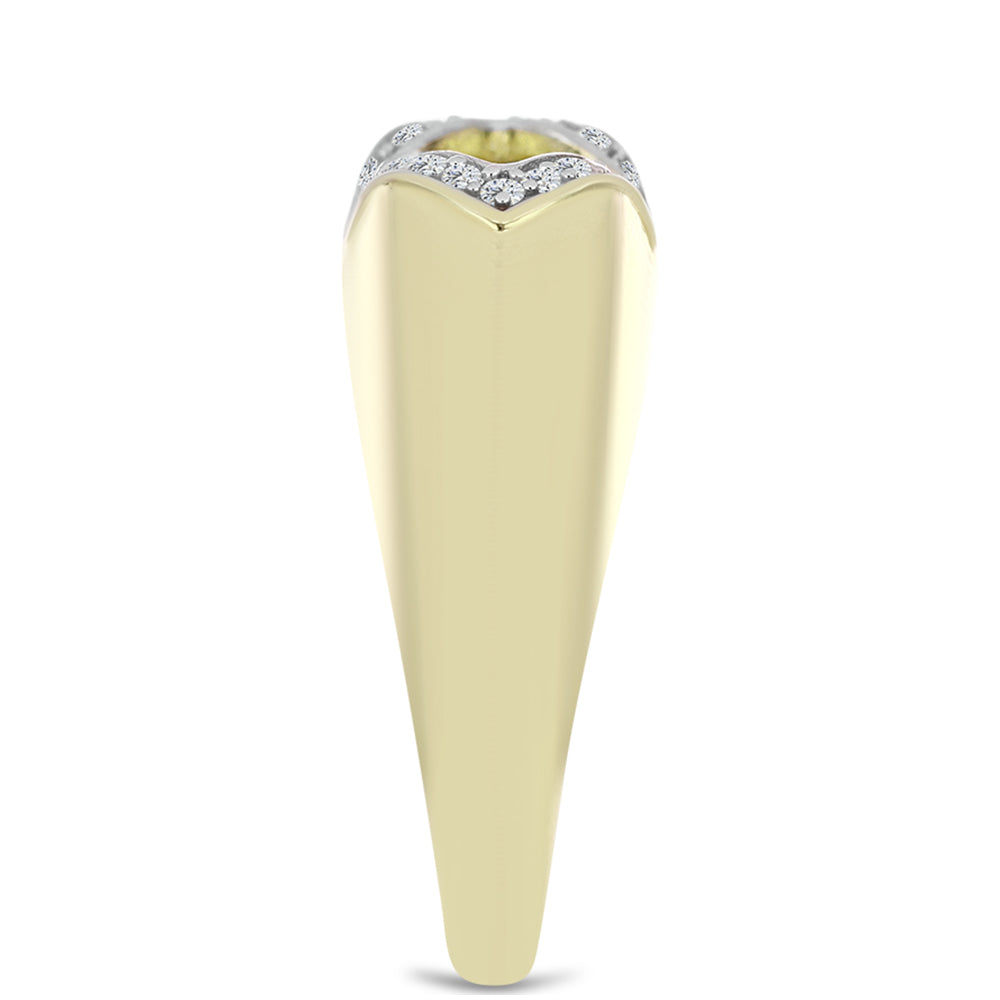 Anillo de Plata Bañada en Oro con Diamante azul danzante y Topacio Blanco 4 