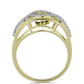 Anillo de Plata Bañada en Oro con Diamante azul danzante y Topacio Blanco