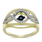 Anillo de Plata Bañada en Oro con Diamante azul danzante y Topacio Blanco