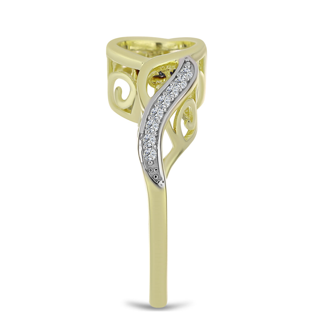 Anillo de Plata Bañada en Oro con Diamante azul danzante y Topacio Blanco 4 