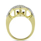 Anillo de Plata Bañada en Oro con Diamante azul danzante y Topacio Blanco