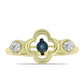 Anillo de Plata Bañada en Oro con Diamante azul danzante y Topacio Blanco