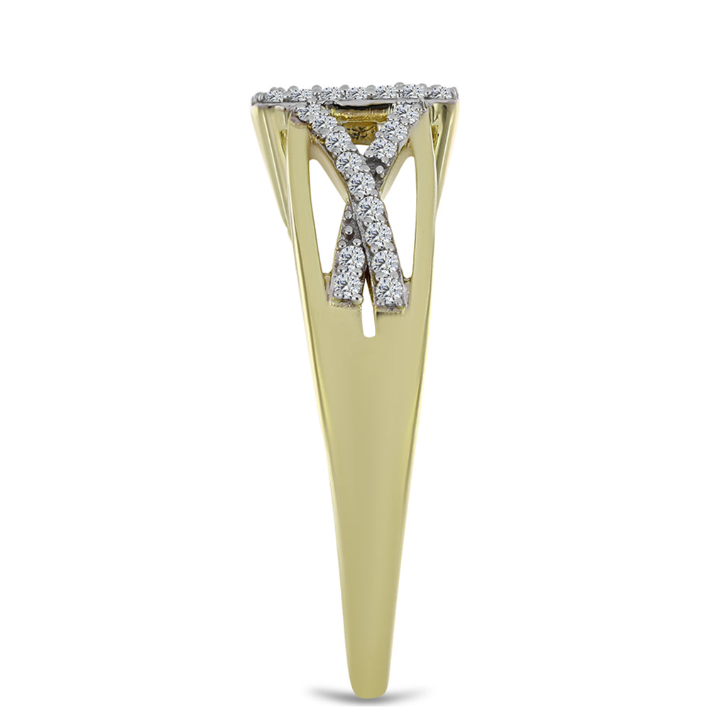 Anillo de Plata Bañada en Oro con Diamante azul danzante y Topacio Blanco 4 