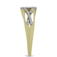 Anillo de Plata Bañada en Oro con Diamante azul danzante y Topacio Blanco