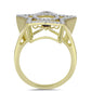 Anillo de Plata Bañada en Oro con Diamante azul danzante y Topacio Blanco