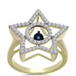 Anillo de Plata Bañada en Oro con Diamante azul danzante y Topacio Blanco