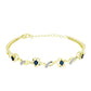 Brazalete de Plata Bañada en Oro con Diamante azul danzante y Topacio Blanco