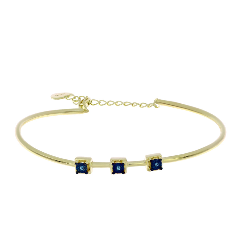 Pulsera de Plata Bañada en Oro con Diamante azul danzante 1 
