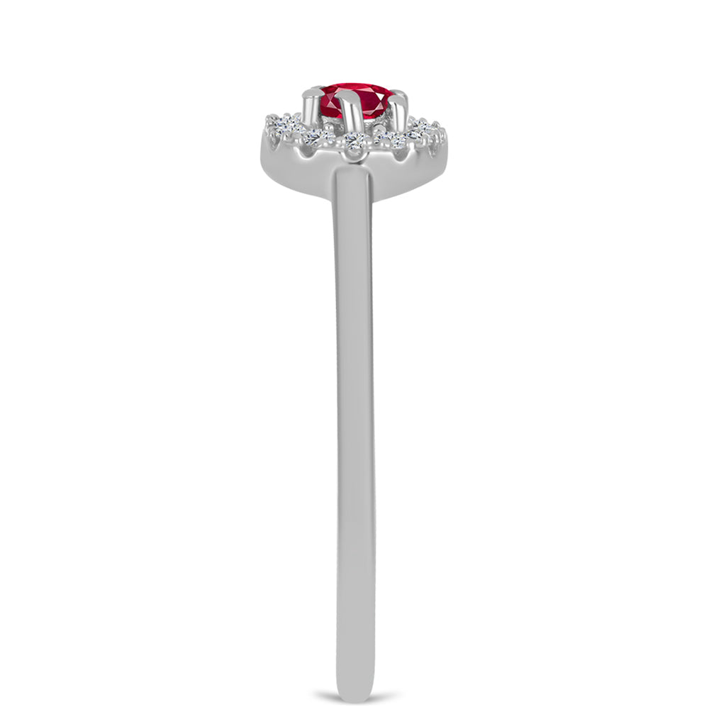 Conjunto de Plata con Rubí de Madagascar y Topacio Blanco ( Pendientes +Anillo )
