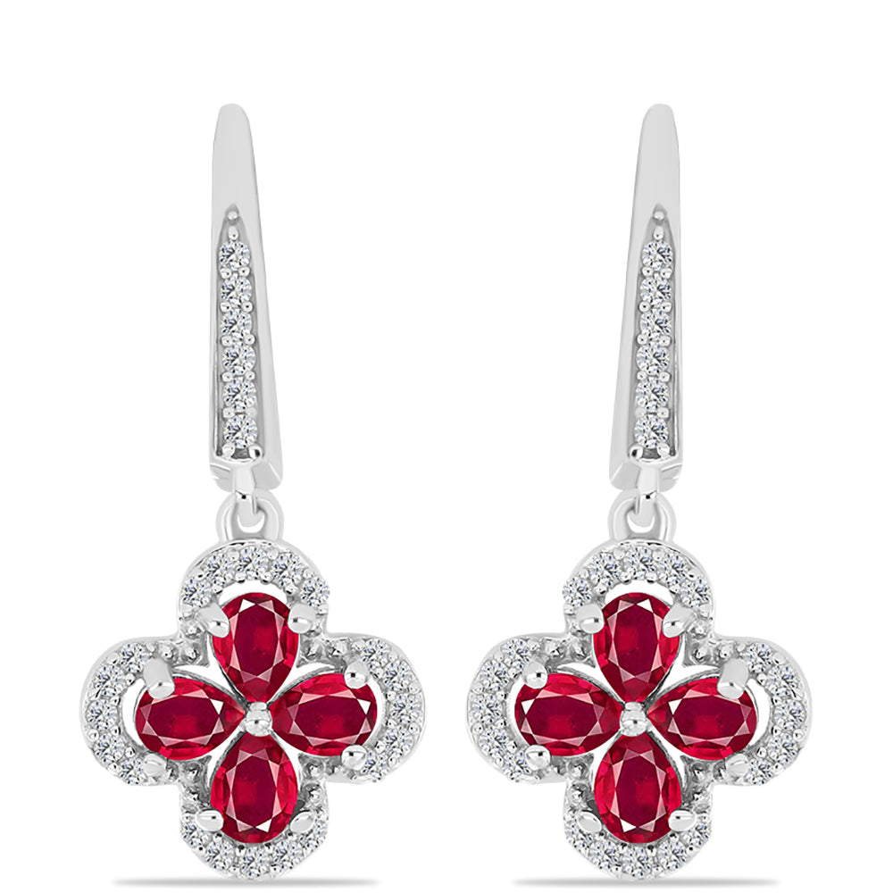 Pendientes de Plata con Rubí de Madagascar y Topacio Blanco 1 