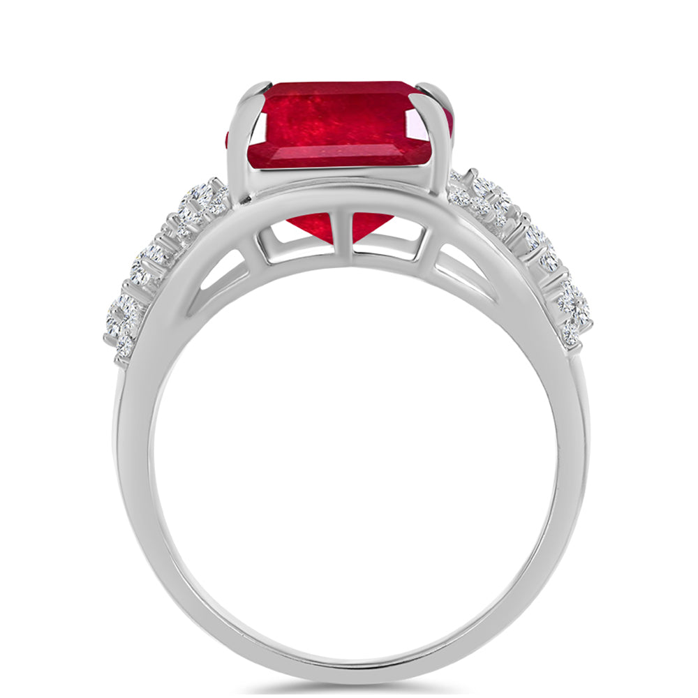 Anillo de Plata con Rubí de Madagascar y Topacio Blanco 2 