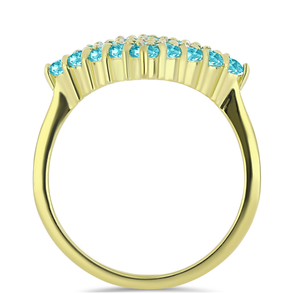 Anillo de Plata Bañada en Oro con Cuarzo Paraiba 3 