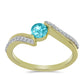 Anillo de Plata Bañada en Oro con Cuarzo Paraiba y Topacio Blanco