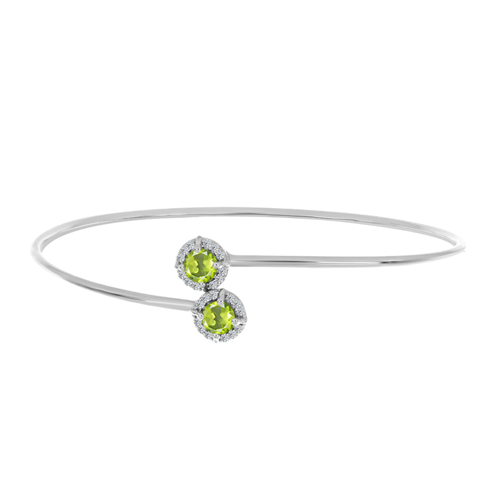 Brazalete de Plata con Peridoto de Changbai y Topacio Blanco 2 
