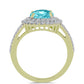 Anillo de Plata Bañada en Oro con Cuarzo Paraiba y Topacio Blanco