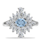 Anillo de Plata con Aguamarina del Condado de Embu y Topacio Blanco