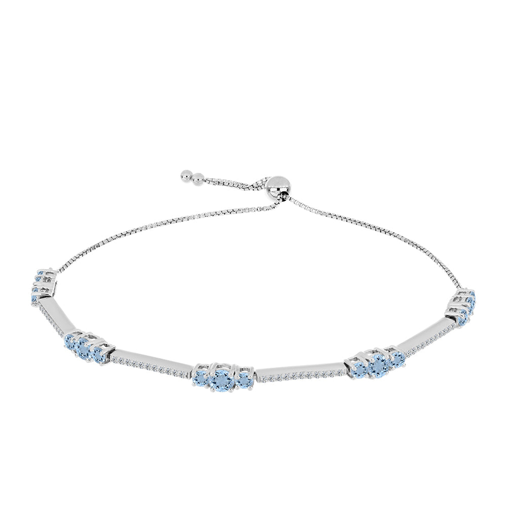 Pulsera de Plata con Aguamarina del Condado de Embu y Topacio Blanco 1 