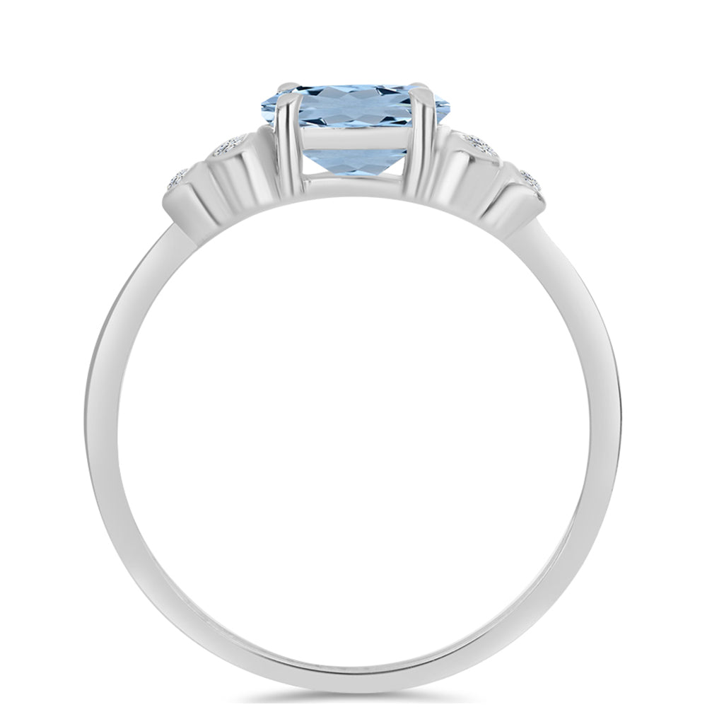 Anillo de Plata con Aguamarina del Condado de Embu y Topacio Blanco 2 