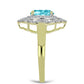 Anillo de Plata Bañada en Oro con Cuarzo Paraiba y Topacio Blanco