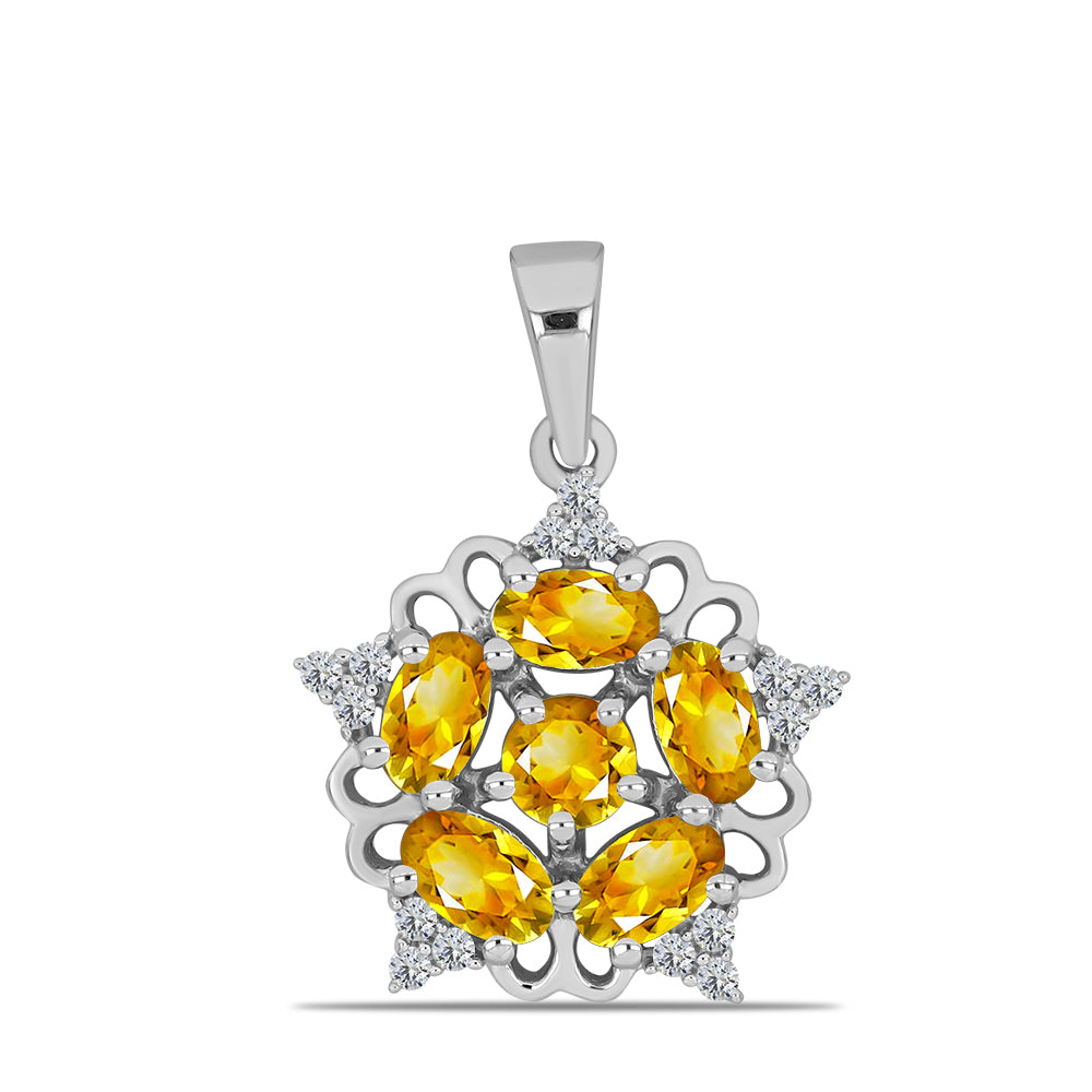 Colgante de Plata con Citrino de los Montes Urales y Topacio Blanco 1 
