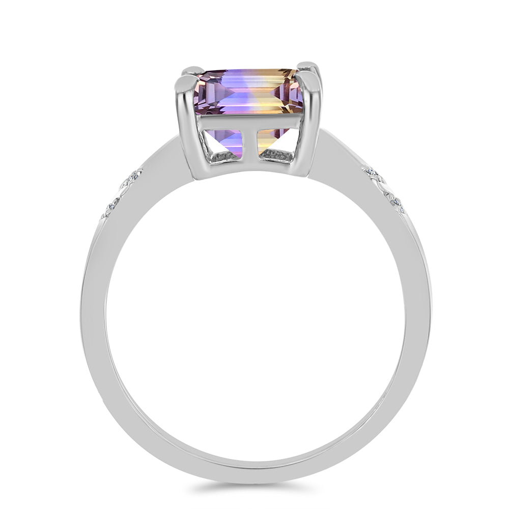 Anillo de Plata con Amatrino de Anahi y Topacio Blanco 2 