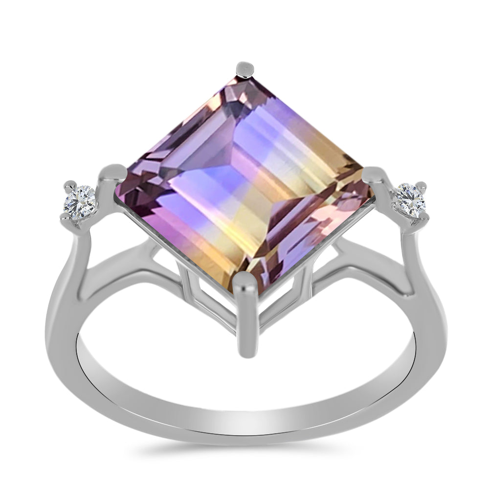 Anillo de Plata con Amatrino de Anahi y Topacio Blanco