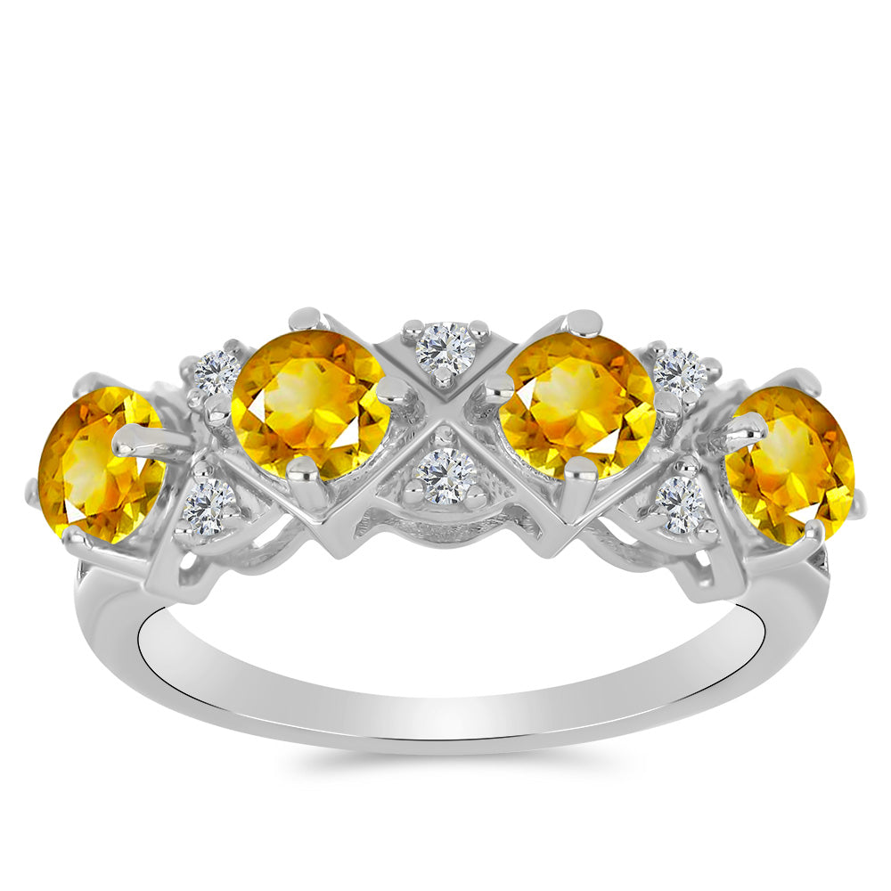 Anillo de Plata con Citrino de los Montes Urales y Topacio Blanco 3 