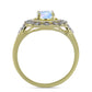 Anillo de Plata Bañada en Oro con Piedra Lunar Arco Iris y Topacio Blanco