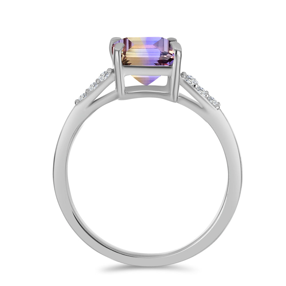 Anillo de Plata con Amatrino de Anahi y Topacio Blanco