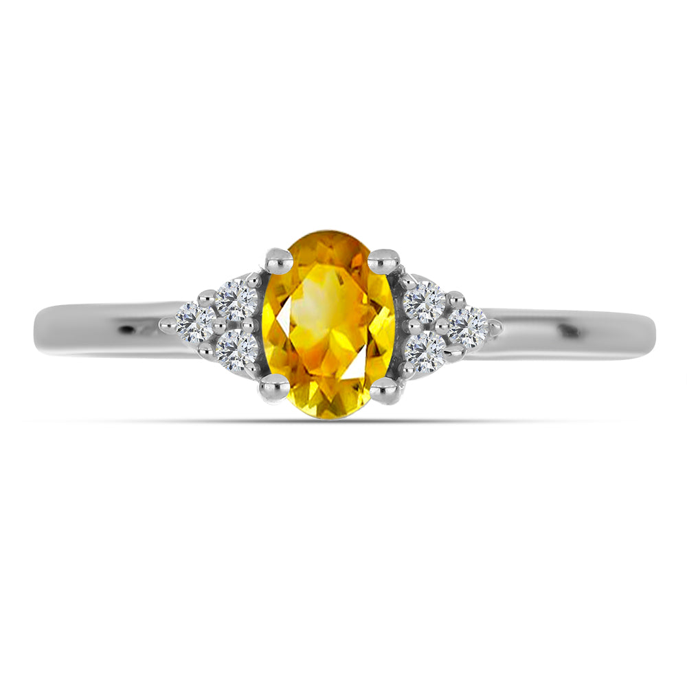 Anillo de Plata con Citrino de los Montes Urales y Topacio Blanco 1 