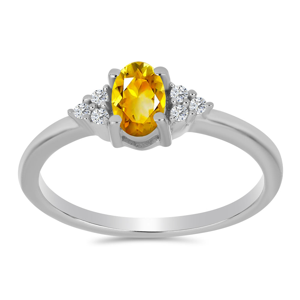 Anillo de Plata con Citrino de los Montes Urales y Topacio Blanco 3 
