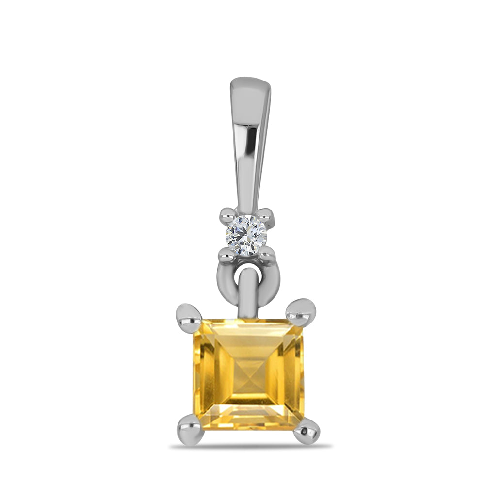 Conjunto de Plata con Citrino de los Montes Urales y Topacio Blanco ( Pendientes +Anillo +Colgante ) 4 